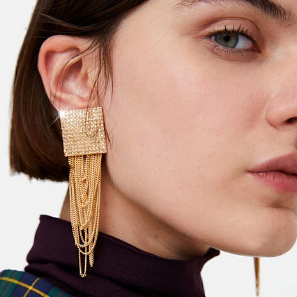 Sparkle fashion Long Tassel drop earrings jewelry